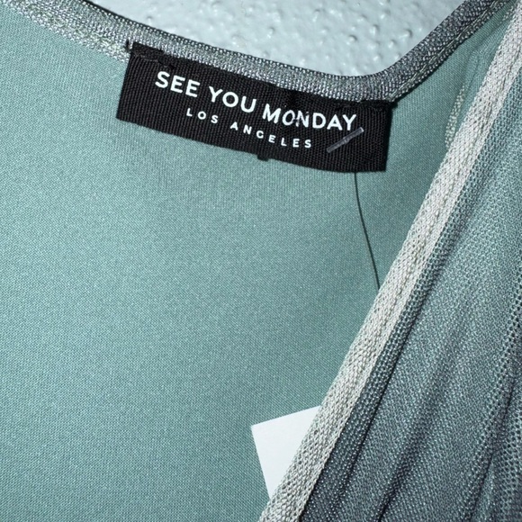 Maxi Dress Form Fitting Sz See You Monday Green Ombre Medium Spaghetti - Picture 4 of 5